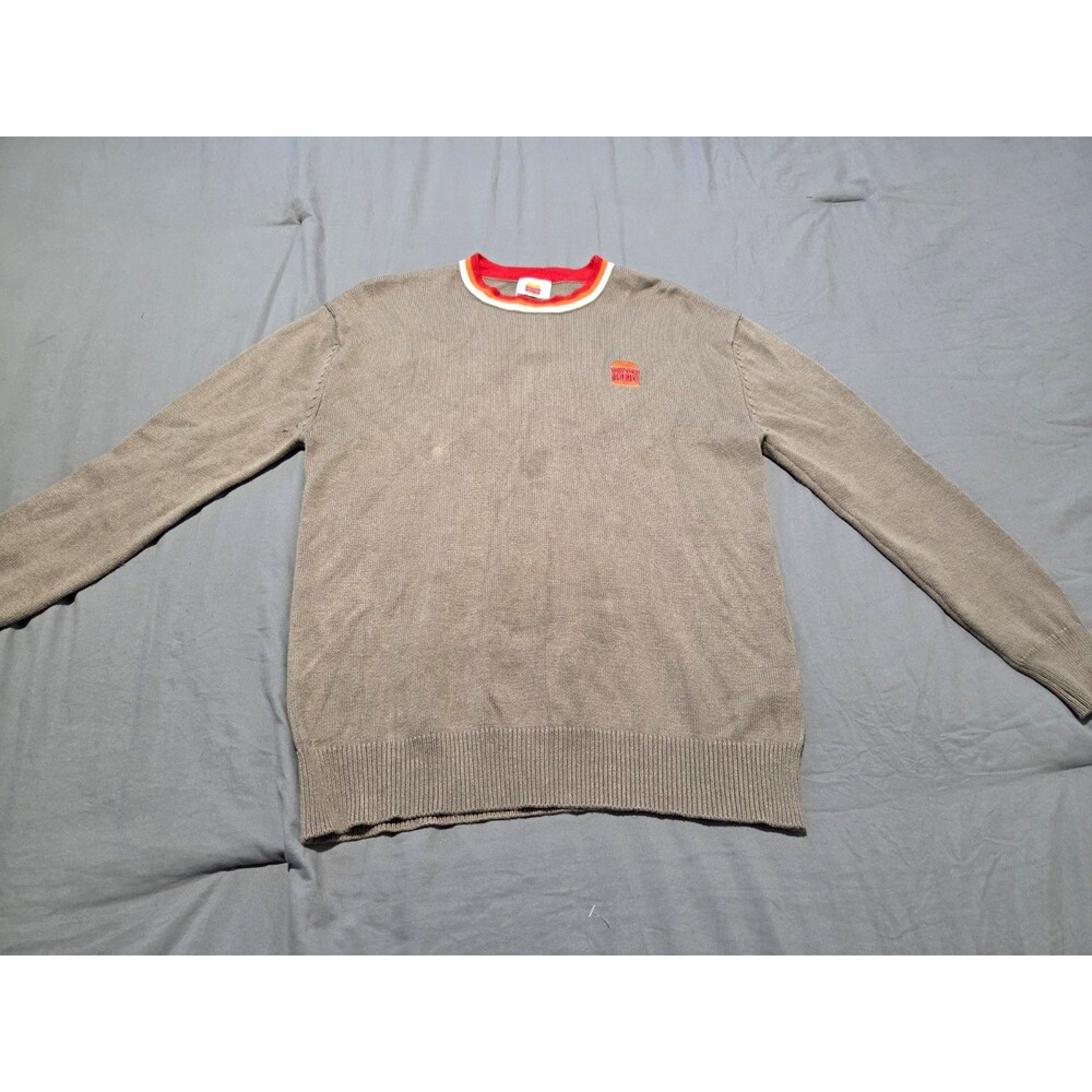 Vintage Burger King Manager Sweater Small Gray Knit Pullover  Embroidered Logo